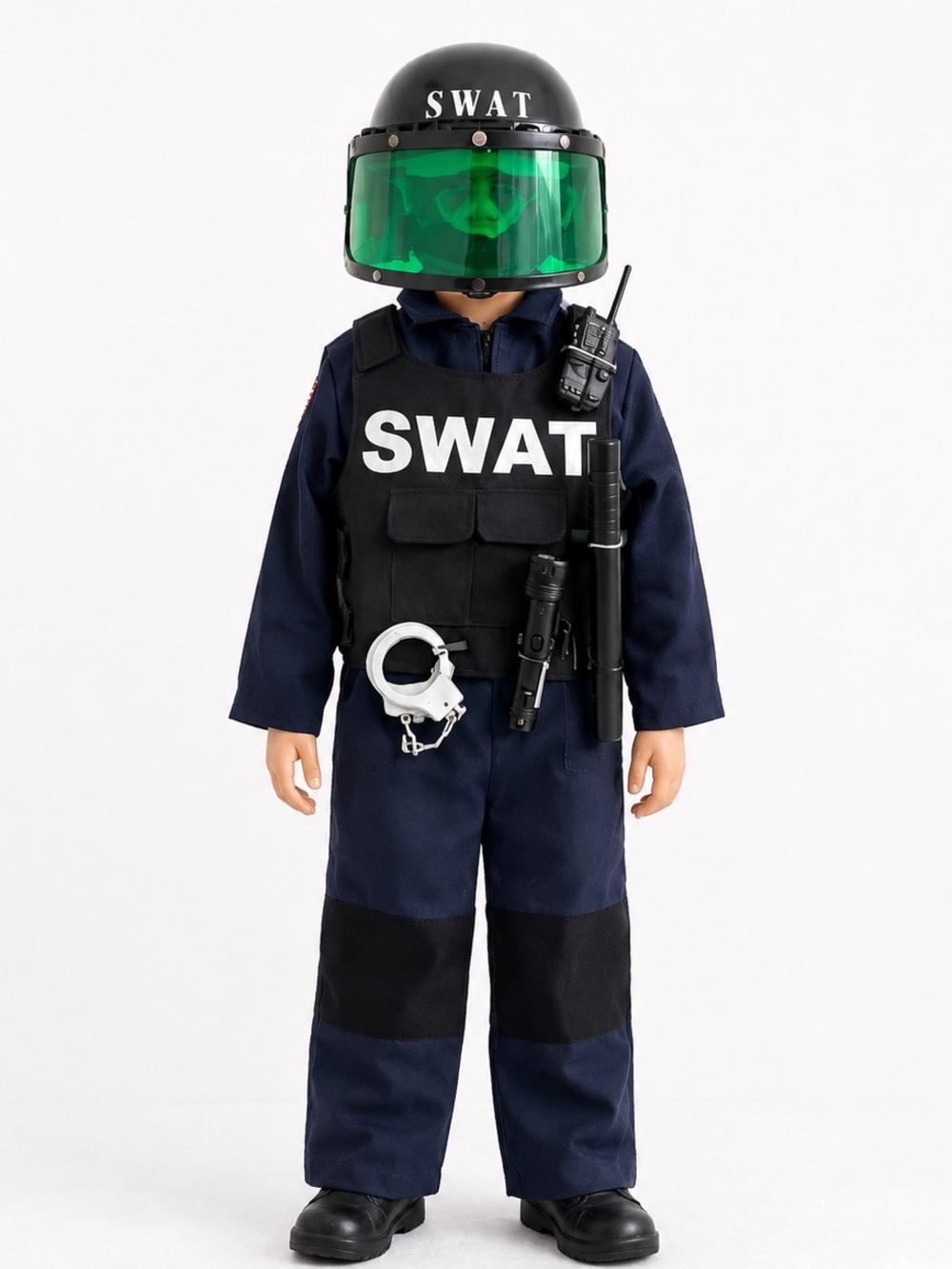 SWAT Kids Costume with Green Visor Helmet